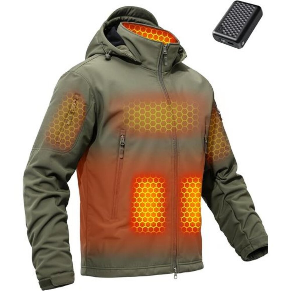 Wulcea Graphene Heated Soft Shell Jacket for Men 12V 18400mAh Large Capacity